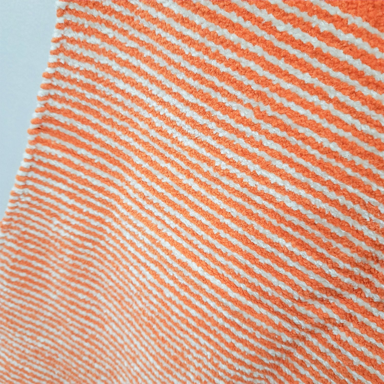 Clearance Sale-Avioni Handloom Luxe Cotton Durries in White and Orange Stripes- 90cm x 150cm (~3×5 Feet)