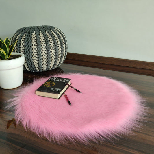 Shaggy Carpet – Premium Long Fur – 60 cm Round – Avioni Carpets- Pink Colour