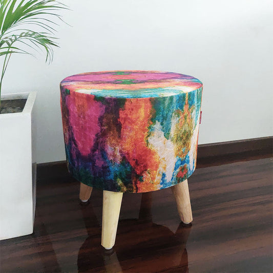 Festival Special _BIGMO Luxury Home Utility Padded Stool/ Ottoman (4 Legs-Added Stability-Natural Finish)