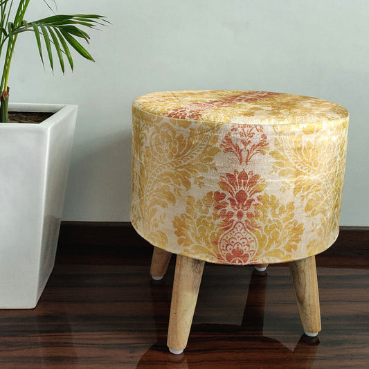 BIGMO Luxury Home Utility Padded Stool/ Ottoman (4 Legs-Added Stability-Natural Finish)