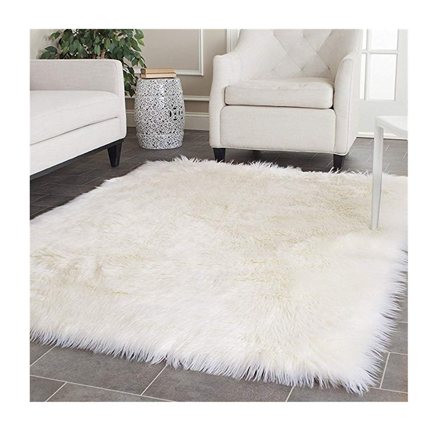 Soft Shaggy Rugs – Fluffy Rug- Faux Fur – Snow White Premium Long Fur – Avioni Carpets