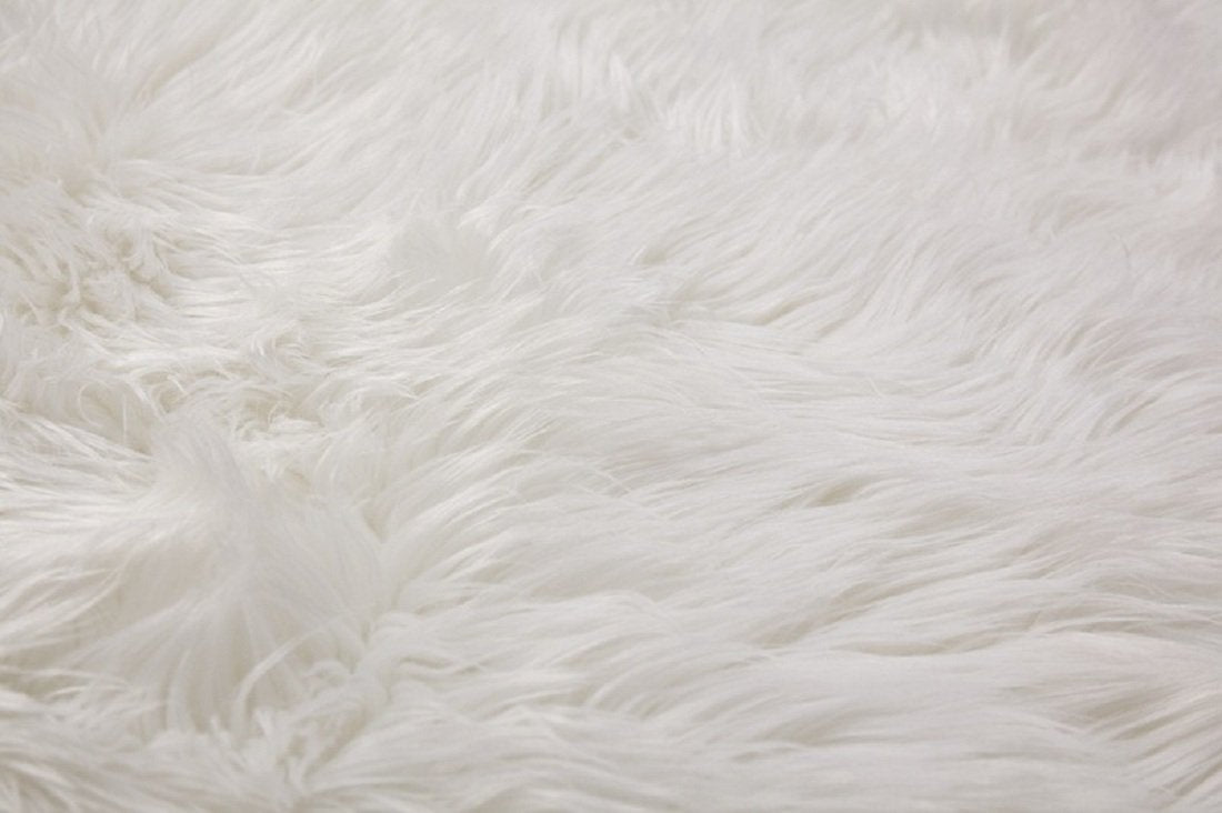 Round Rug – Shaggy Carpet – Snow White Premium Long Fur – 60 Inch (150 cms) Dia By Avioni
