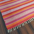 Avioni Cotton Carpets Handweaved Exclusively on Loomkart (Orange Family-Multicoloured)- 90cm x 150cm (~3×5 Feet)