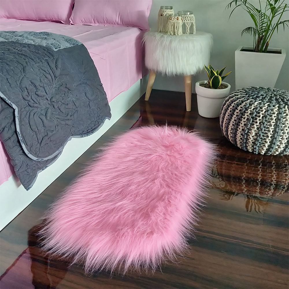 Shaggy Carpet – Premium Long Fur – 88X40 cm Oval Shape – Avioni Carpets- Pink