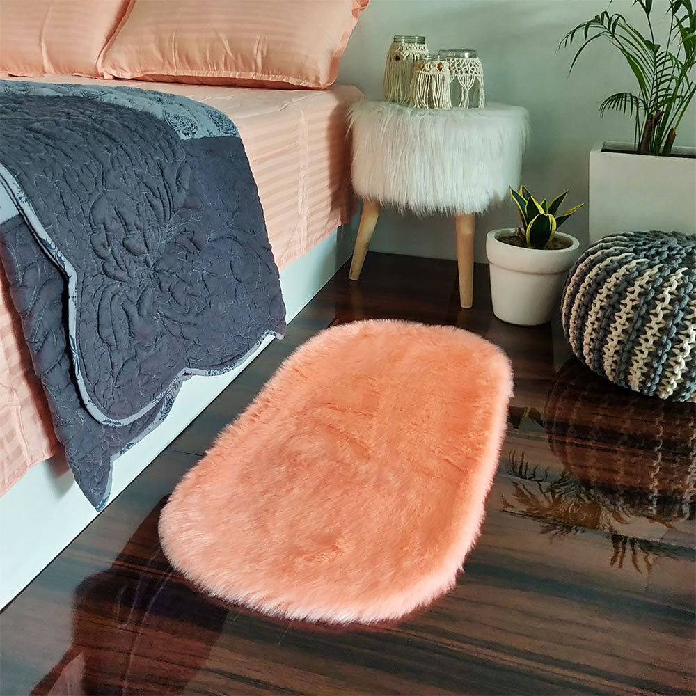 Shaggy Carpet – Premium Medium Fur – 88X40 cm Oval Shape – Avioni Carpets- Pink